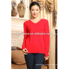 Simple women winter sweater V neck/100% pure cashmere jumper